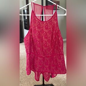 BCBGMaxAzria Fuchsia Lace Top